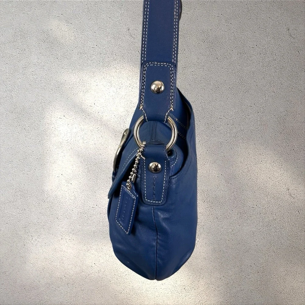 Coach F15204 Vintage Cobalt Blue Soho Flap Y2K Leather w/Buckle‎ Shoulder Bag